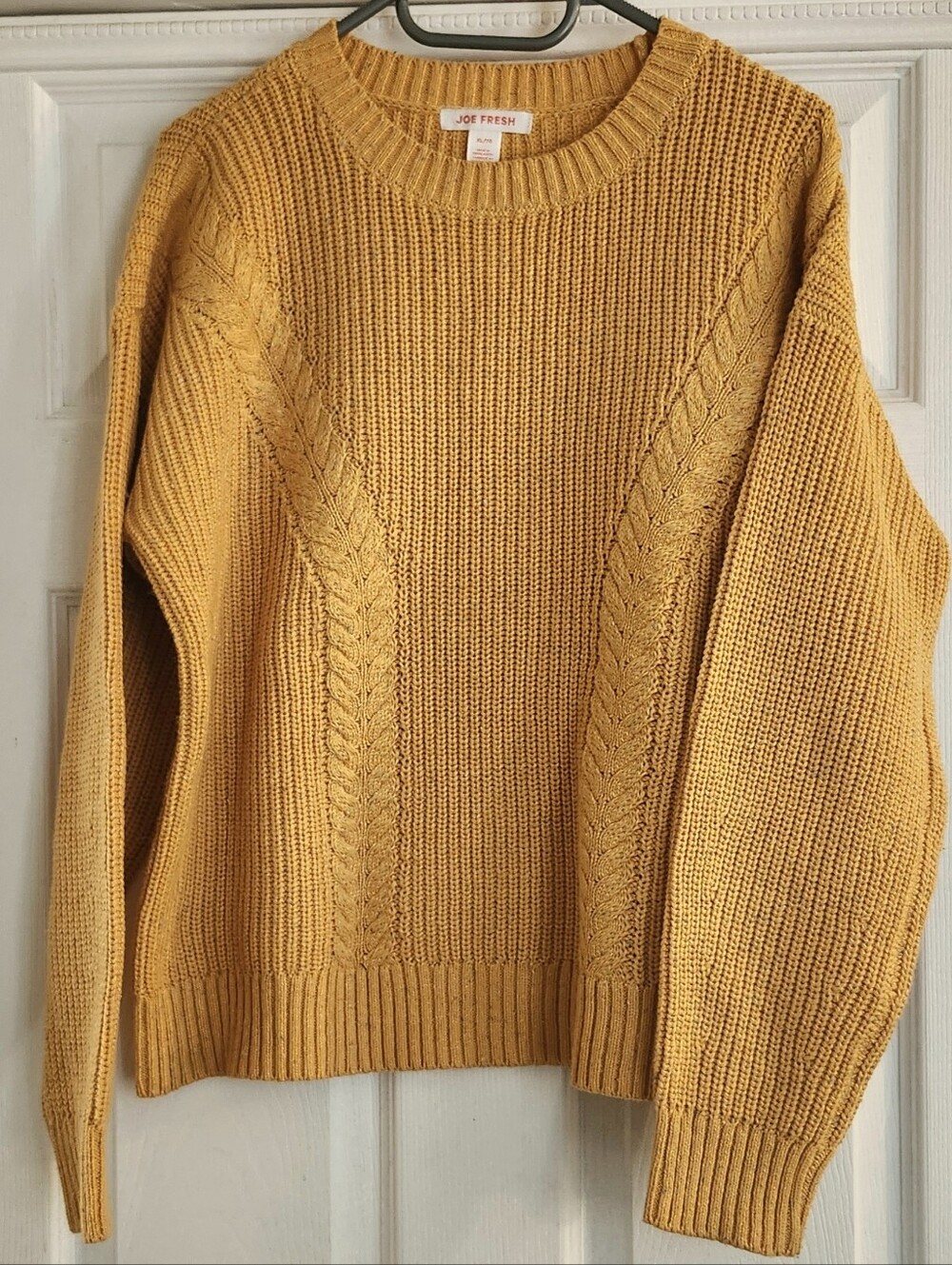 Joe Fresh Mustard Yellow Cable-Trim Crewneck Sweater